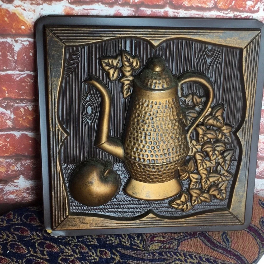 Vintage 60s Miller Studio Set of Four 3d Copper Toned Wall Art